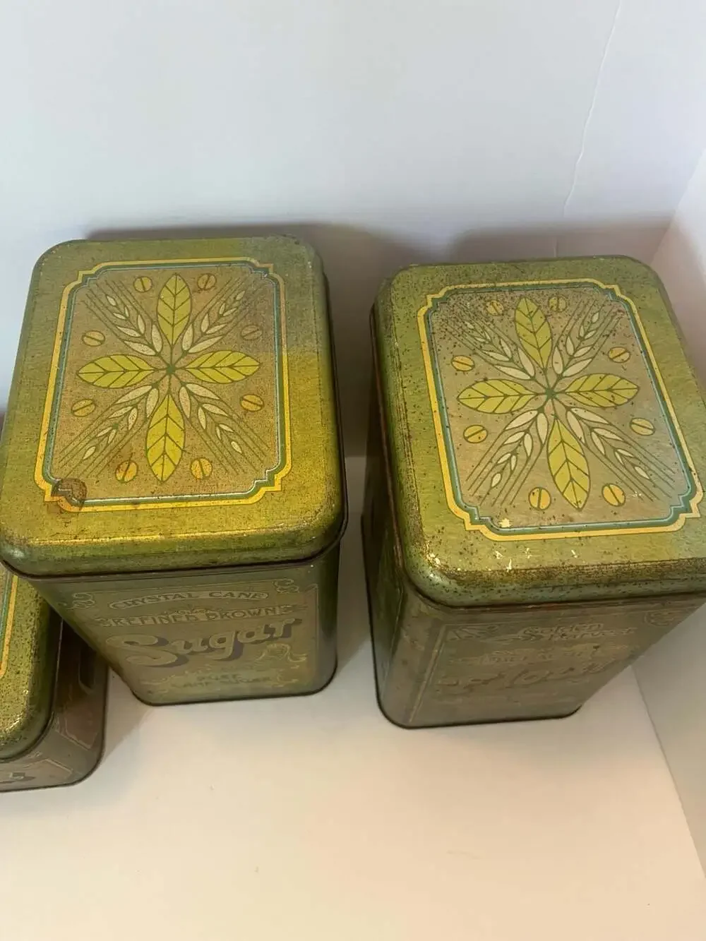 Vintage Cheinco Green Kitchen Canister Set (Coffee, Tea, Sugar, Flour)